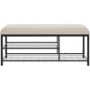SAFAVIEH Home Collection Milligan Black/Black Open Shelf Bench with Cushion(Creme/Black)