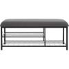 SAFAVIEH Home Collection Milligan Black/Black Open Shelf Bench with Cushion(Grey/Black)