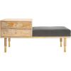 SAFAVIEH Home Collection TAFT Natural/Grey Fabric Solid Wood 2-Drawer Cushion Seated Bench