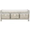 Safavieh FOX6537A Home Collection Kobutsu Rattan Storage Bench, White/Grey Wash
