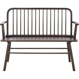 SAFAVIEH Home Collection – Lucilia Spindle Bench, Dark Walnut Solid Wood Entryway or Dining Bench, Windsor Style Seating (BCH8501D)