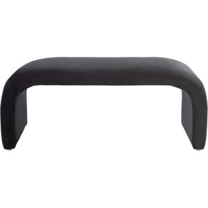 SAFAVIEH Home Collection – Tenko Emerald Green Curved Upholstered Accent Bench, Modern Minimalist Seating for Bedroom, Entryway or Living Room (BCH1300D)(Black)