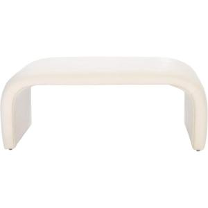 SAFAVIEH Home Collection – Tenko Emerald Green Curved Upholstered Accent Bench, Modern Minimalist Seating for Bedroom, Entryway or Living Room (BCH1300D)(Cream)