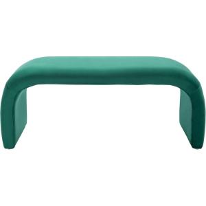 SAFAVIEH Home Collection – Tenko Emerald Green Curved Upholstered Accent Bench, Modern Minimalist Seating for Bedroom, Entryway or Living Room (BCH1300D)(Emerald)