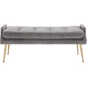SAFAVIEH Home Collection Everdeen Glam Light Grey Velvet/Gold Pillow Top Tufted Bench(Charcoal/Gold)
