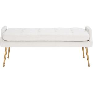 SAFAVIEH Home Collection Everdeen Glam Light Grey Velvet/Gold Pillow Top Tufted Bench(Light Grey/Gold)