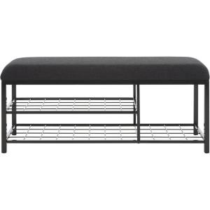 SAFAVIEH Home Collection Milligan Black/Black Open Shelf Bench with Cushion(Black/Black)