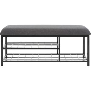 SAFAVIEH Home Collection Milligan Black/Black Open Shelf Bench with Cushion(Grey/Black)