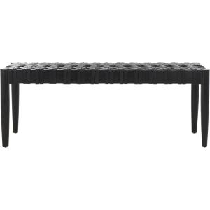 SAFAVIEH Home Collection Walda Mahogany Solid Wood & Woven Leather Bench for Foyer, Bedroom, Dining Room