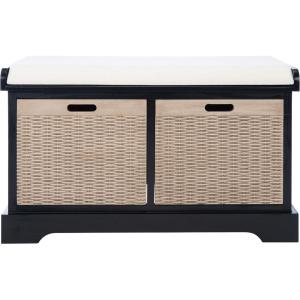 Safavieh Home Collection Landers Sand 2-Drawer/Cushion Storage Bench (Fully Assembled) BCH5702D(Black)