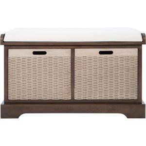 Safavieh Home Collection Landers Sand 2-Drawer/Cushion Storage Bench (Fully Assembled) BCH5702D(Brown)