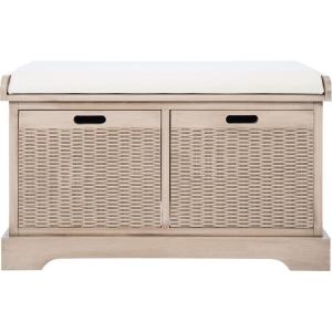 Safavieh Home Collection Landers Sand 2-Drawer/Cushion Storage Bench (Fully Assembled) BCH5702D(Sand)