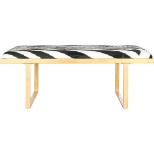 Safavieh Home Collection White and Gold Millie Zebra Loft Bench(Zebra / Gold)