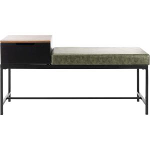 Safavieh Home Maruka 31-inch Grey Wash and Dark Green Faux Leather Bench with Storage(Grey Wash / Dark Green)