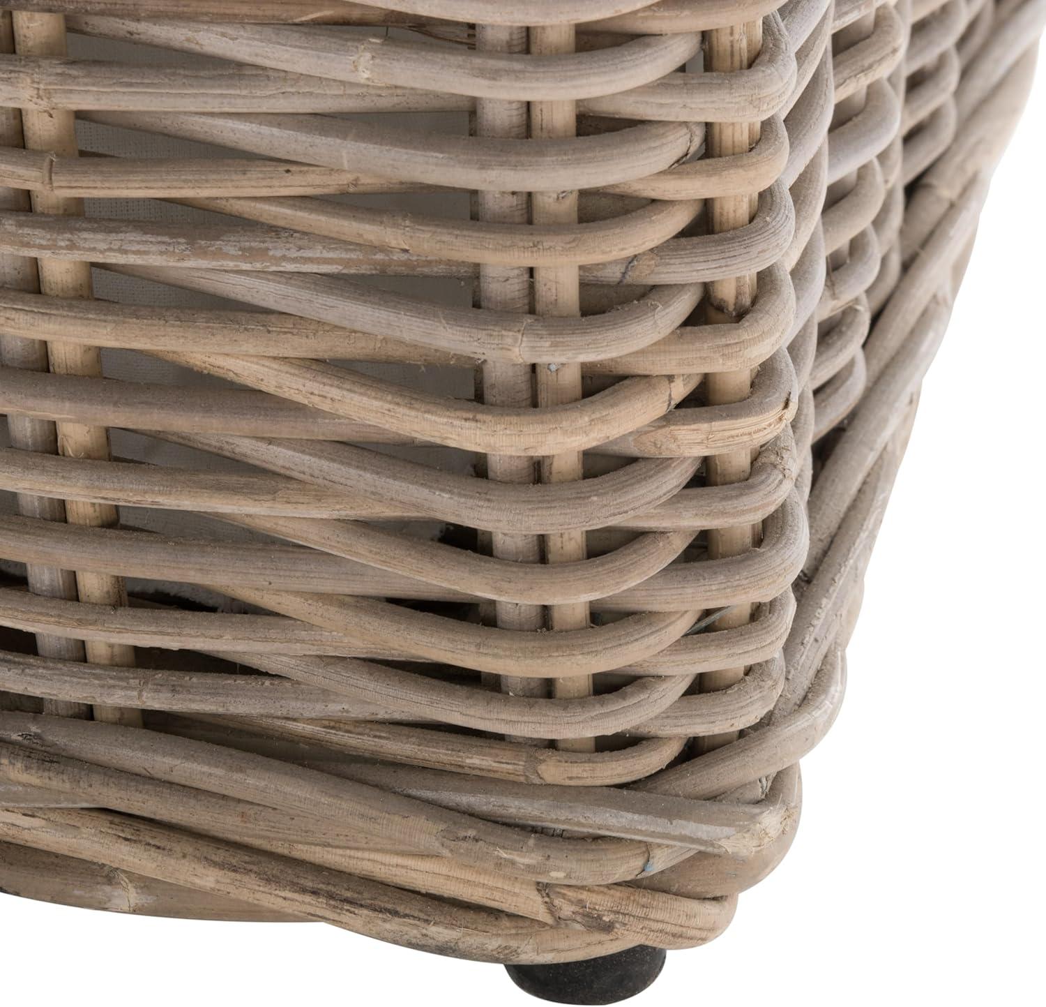 image:imageSAFAVIEH Home Collection Caius Natural Wicker Storage Bench Rustic Rattan Bench with Hinged Lid for Bedroom or Entryway Fully Assembled SEA7017A