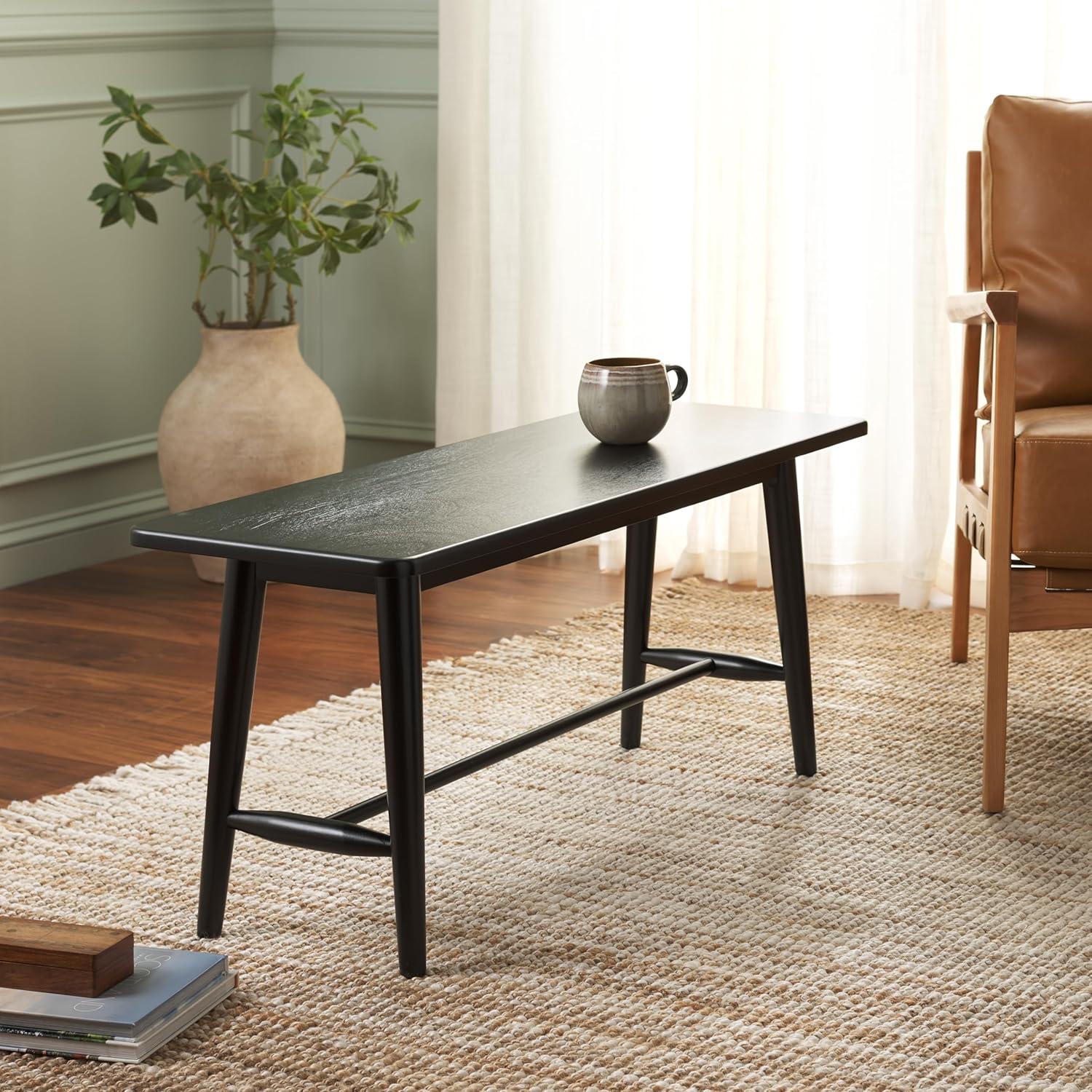 image:imageSAFAVIEH Home Collection Florent Rectangular Bench Walnut Brown Finish Seating BCH1400ABlack