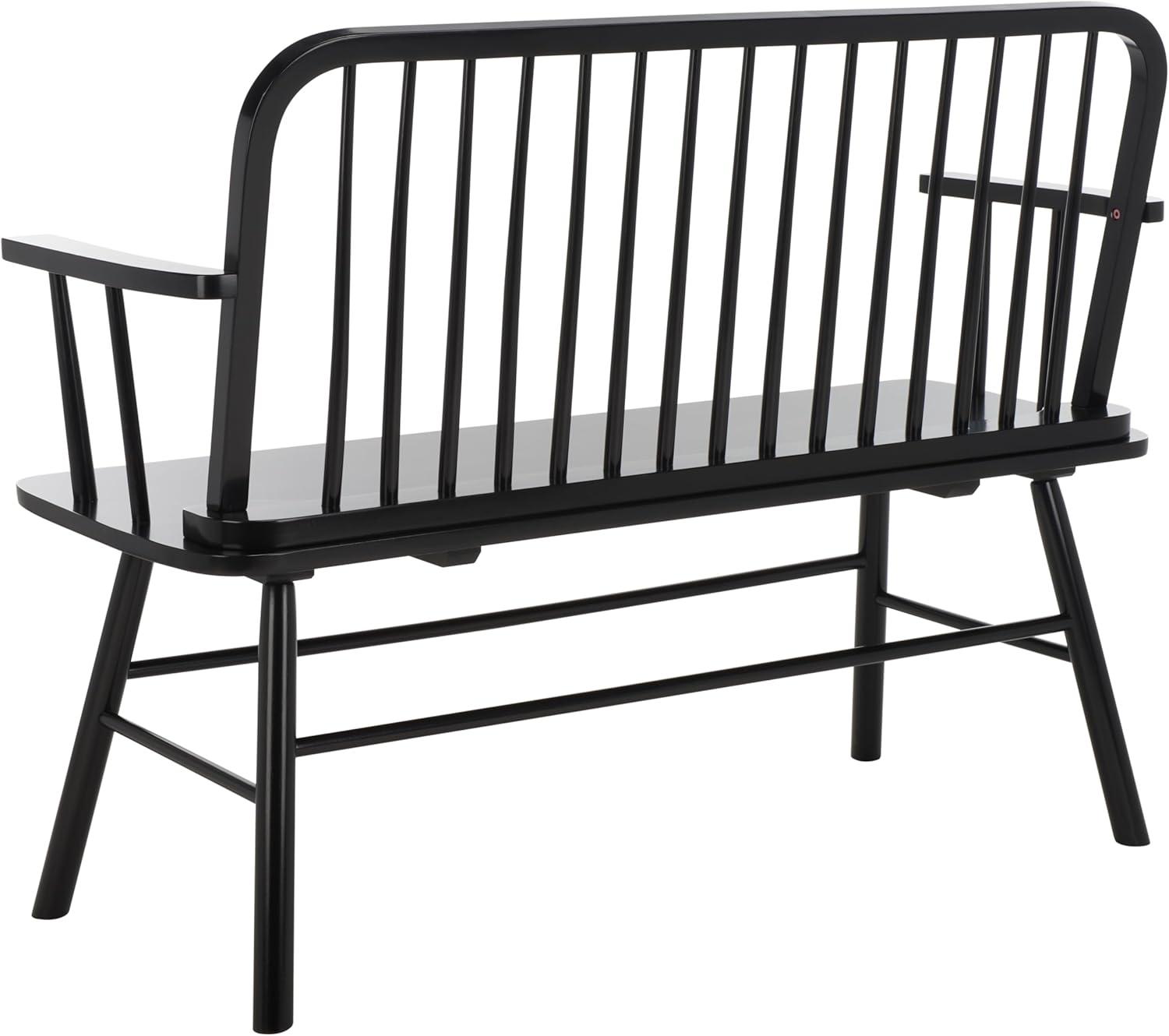 image:imageSAFAVIEH Home Collection Lucilia Spindle Bench White Solid Wood Entryway or Dining Bench Windsor Style Seating BCH8501BBlack