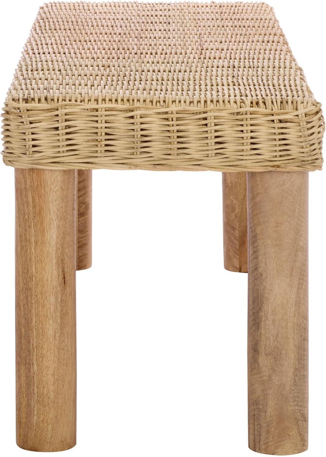 image:imageSAFAVIEH Home Collection Shazza Natural Brown Solid Wood Bench with Woven Seat Fully Assembled BCH6501ANatural
