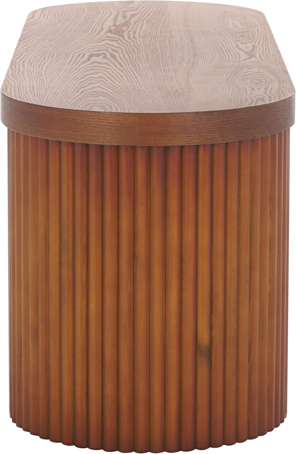 image:imageSAFAVIEH Home Collection Enoki Black Oval Top BenchWalnut