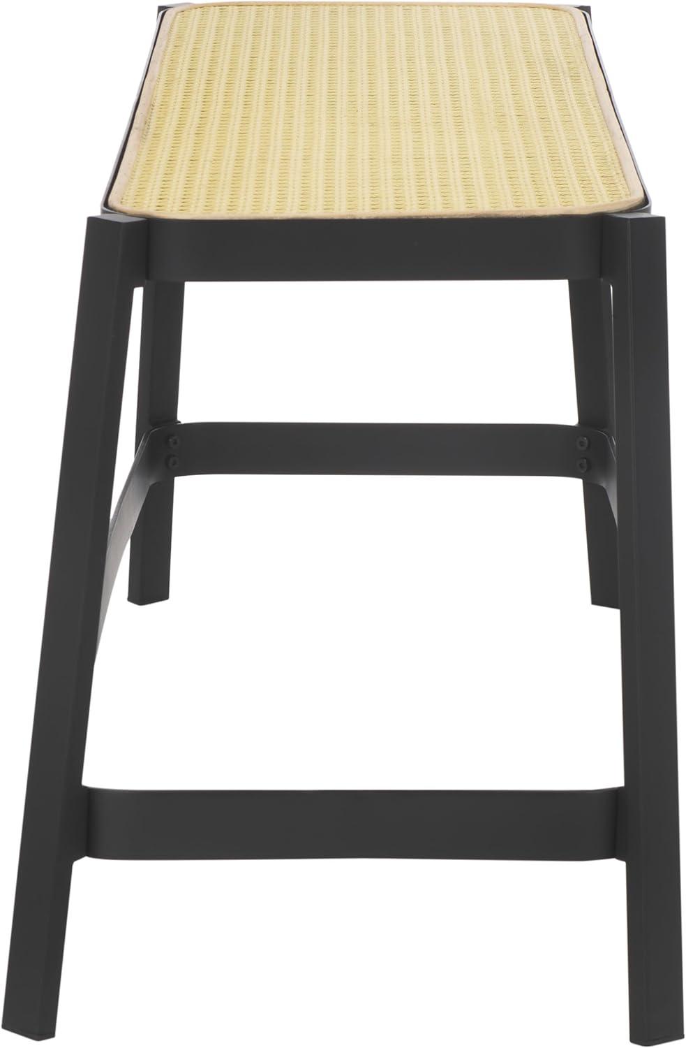 image:imageSAFAVIEH Home Collection Jaguar BlackNatural Brown Cane Bench for Foyer Bedroom Dining Room