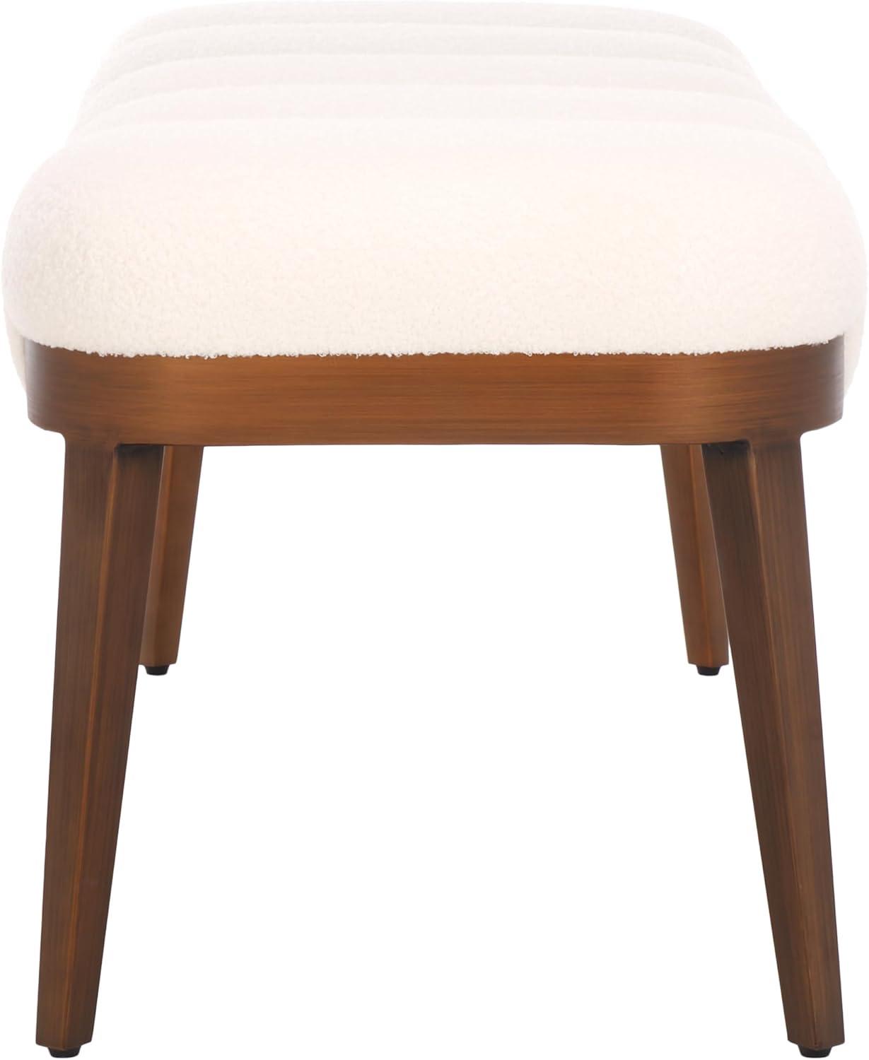 image:imageSAFAVIEH Home Collection Maila OffWhite VelvetCopper Rectangle Bench