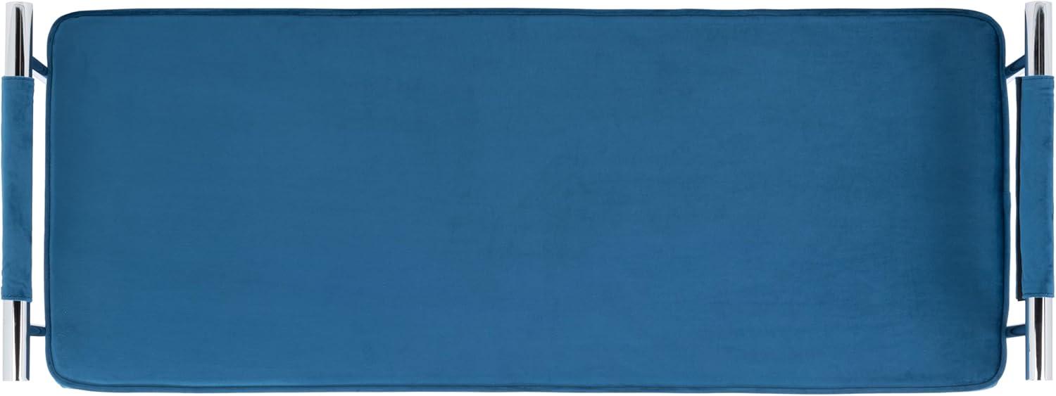 image:imageSAFAVIEH Home Collection PIM Navy VelvetChrome Long Rectangle Living Room Bedroom Entryway Foyer Office Hallway Upholstered Bench with ArmsNavy Chrome