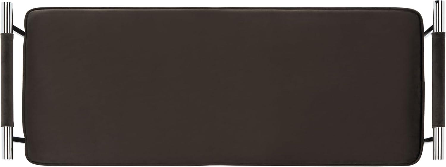 image:imageSAFAVIEH Home Collection PIM Navy VelvetChrome Long Rectangle Living Room Bedroom Entryway Foyer Office Hallway Upholstered Bench with ArmsShale Chrome