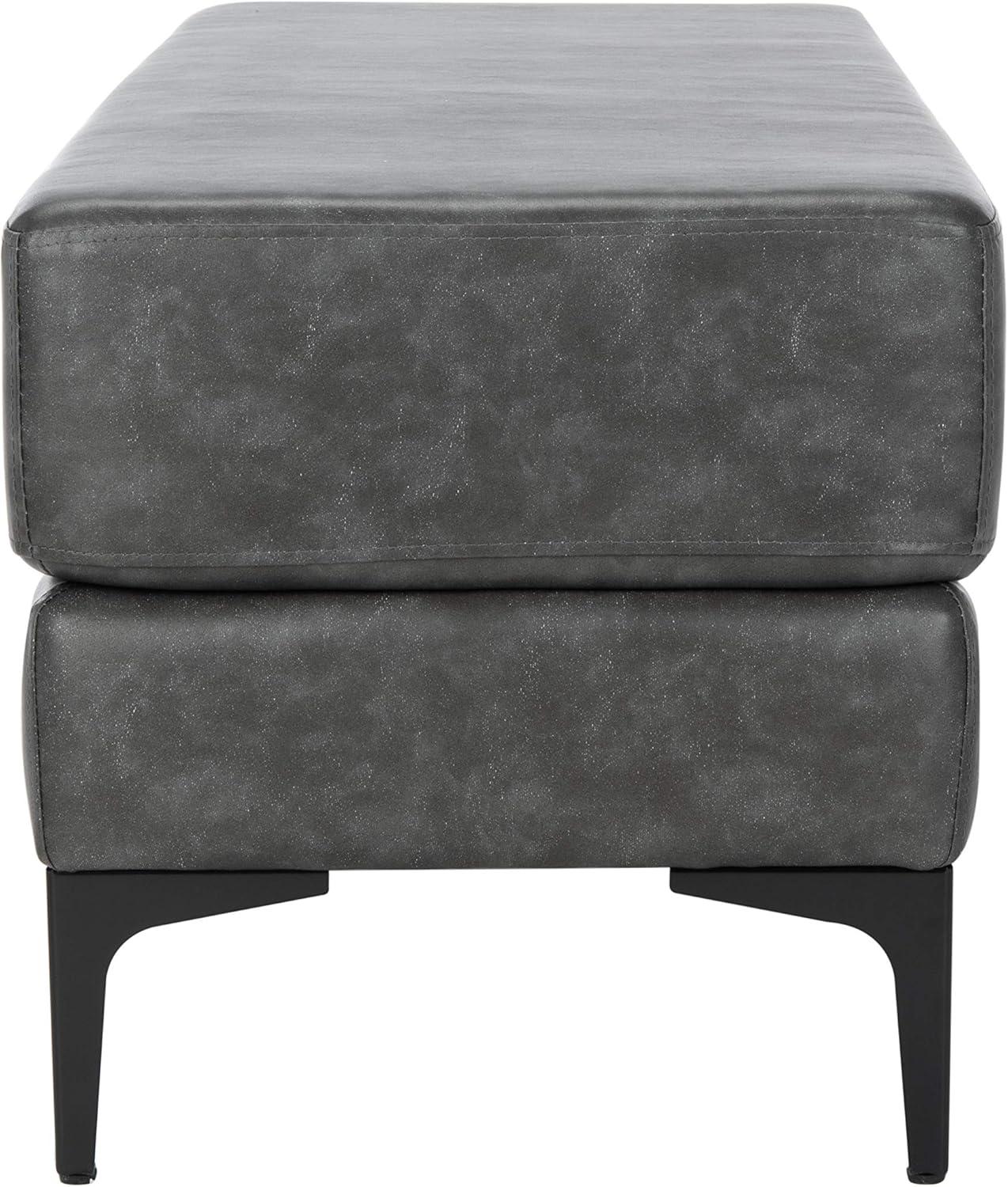 image:imageSafavieh Home Elise 48inch Grey Faux Leather and Black Rectangular BenchGrey Black