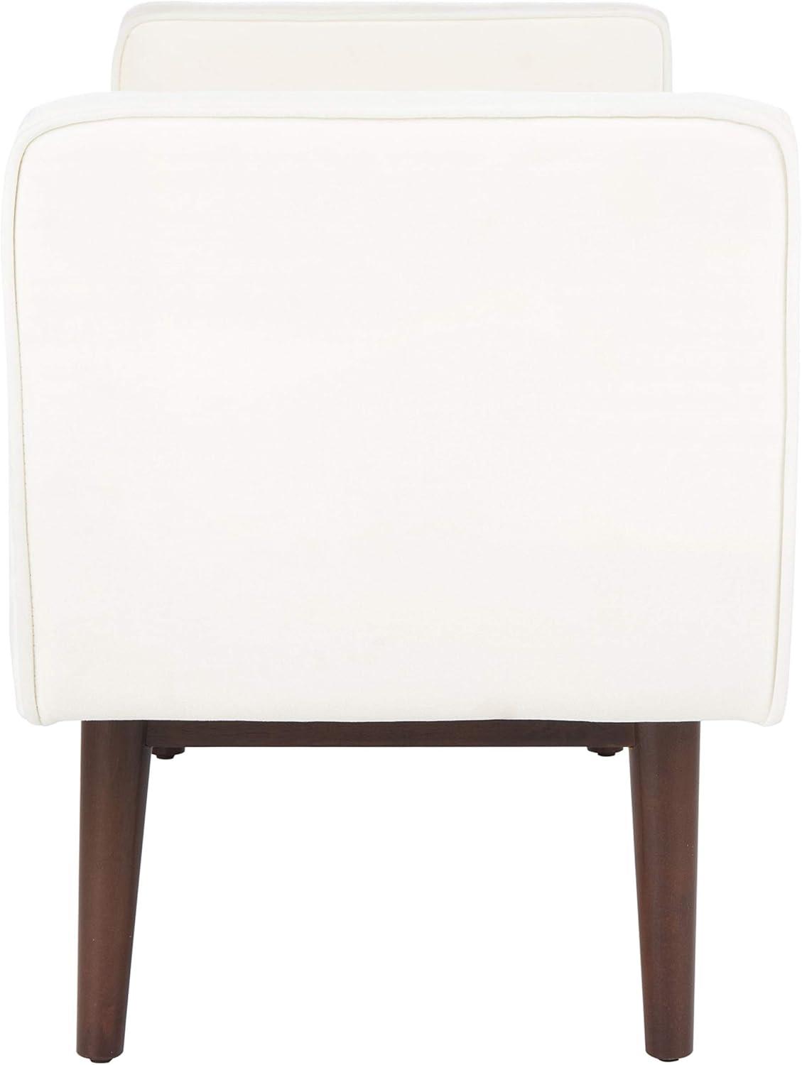 image:imageSafavieh Home Henri MidCentury Light Beige Linen 25inch BenchCream Walnut