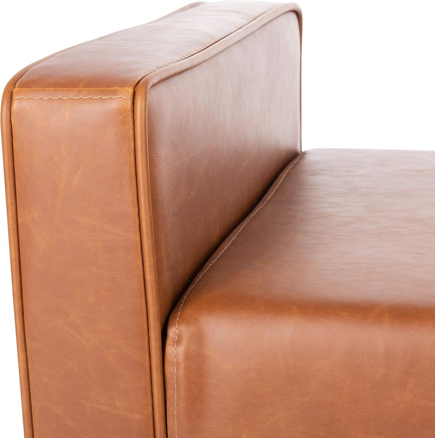 image:imageSafavieh Home Henri MidCentury Light Beige Linen 25inch BenchLight Brown Walnut