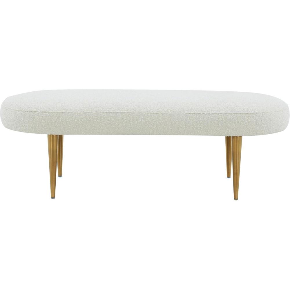 image:imageSAFAVIEH Couture Collection Corinne Pale Taupe Velvet and Gold Oval BenchIvoryGold