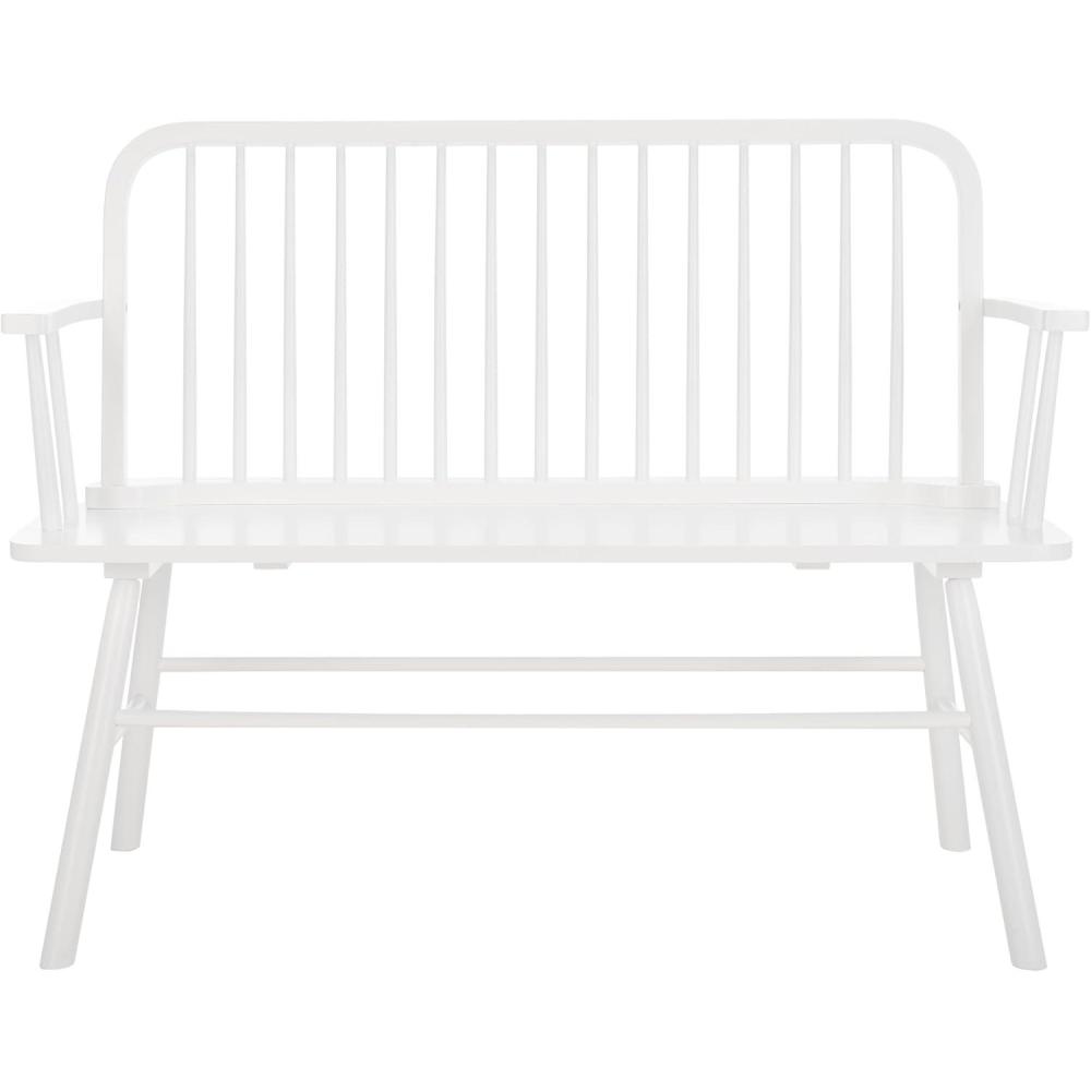 image:imageSAFAVIEH Home Collection  Lucilia Spindle Bench White Solid Wood Entryway or Dining Bench Windsor Style Seating BCH8501BWhite