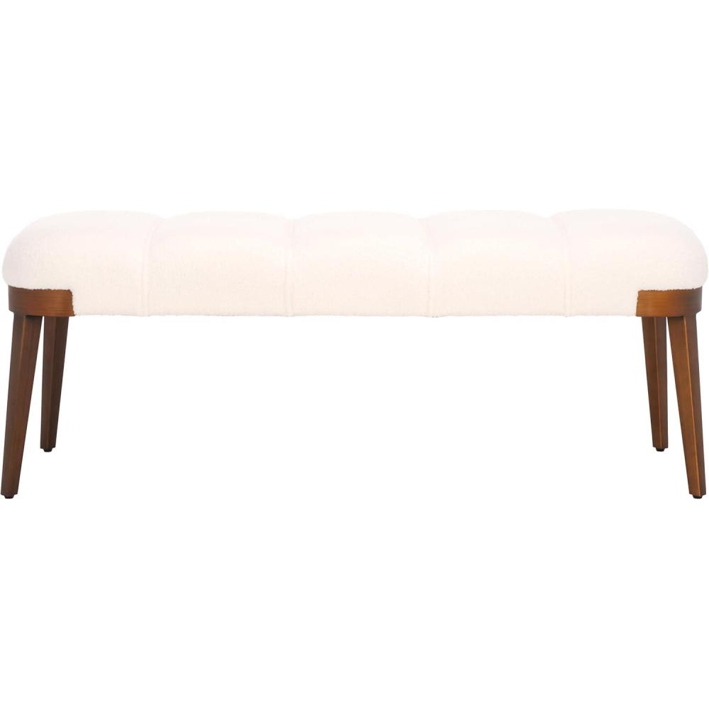 image:imageSAFAVIEH Home Collection Maila OffWhite VelvetCopper Rectangle Bench
