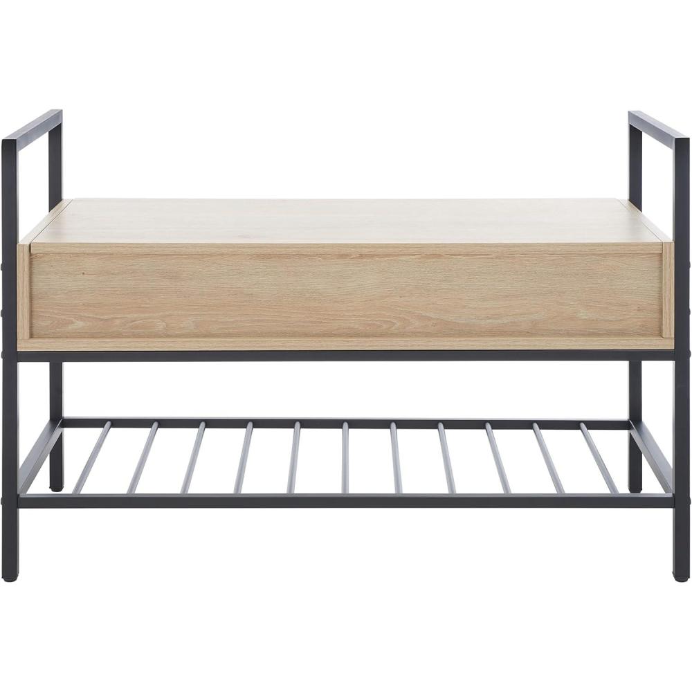 image:imageSAFAVIEH Home Collection Rhonwen SandBlack Storage Bench