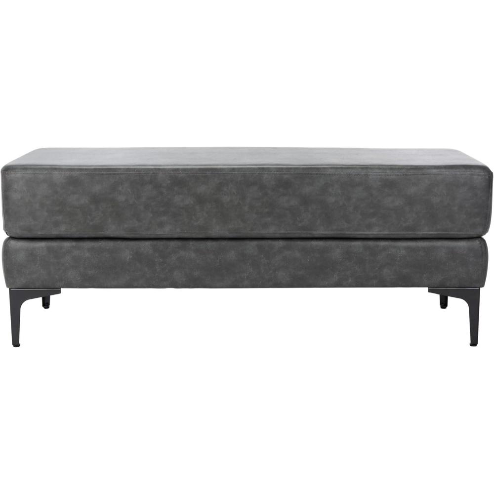 image:imageSafavieh Home Elise 48inch Grey Faux Leather and Black Rectangular BenchGrey Black