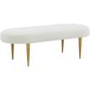 SAFAVIEH Couture Collection Corinne Pale Taupe Velvet and Gold Oval Bench(Ivory/Gold)