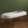 SAFAVIEH Couture Collection Corinne Pale Taupe Velvet and Gold Oval Bench(Ivory/Gold)
