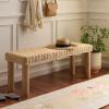 SAFAVIEH Home Collection – Shazza Natural Brown Solid Wood Bench with Woven Seat, Fully Assembled (BCH6501A)(Natural)