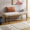 SAFAVIEH Home Collection Emric Cream Linen & Black Solid Wood Bench(Cream/Black)