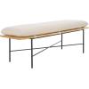 SAFAVIEH Home Collection Emric Cream Linen & Black Solid Wood Bench(Cream/Black)
