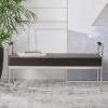 SAFAVIEH Home Collection PIM Navy Velvet/Chrome Long Rectangle Living Room Bedroom Entryway Foyer Office Hallway Upholstered Bench with Arms(Shale / Chrome)