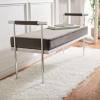 SAFAVIEH Home Collection PIM Navy Velvet/Chrome Long Rectangle Living Room Bedroom Entryway Foyer Office Hallway Upholstered Bench with Arms(Shale / Chrome)