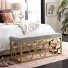 Safavieh Home Fleur 45-inch Glam Grey Velvet and Gold Rectangle Bench(Grey / Gold)