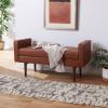 Safavieh Home Henri Mid-Century Light Beige Linen 25-inch Bench(Light Brown / Walnut)
