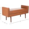 Safavieh Home Henri Mid-Century Light Beige Linen 25-inch Bench(Light Brown / Walnut)