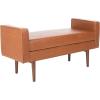 Safavieh Home Henri Mid-Century Light Beige Linen 25-inch Bench(Light Brown / Walnut)