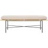 SAFAVIEH Home Collection Emric Cream Linen & Black Solid Wood Bench(Cream/Black)