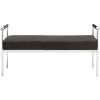 SAFAVIEH Home Collection PIM Navy Velvet/Chrome Long Rectangle Living Room Bedroom Entryway Foyer Office Hallway Upholstered Bench with Arms(Shale / Chrome)