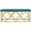 Safavieh Home Fleur 45-inch Glam Grey Velvet and Gold Rectangle Bench(Emerald / Gold)