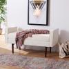 Safavieh Home Henri Mid-Century Light Beige Linen 25-inch Bench(Cream / Walnut)